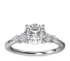 Petite Double Sidestone Diamond Engagement Ring in 14k White Gold (1/6 ct. tw.)